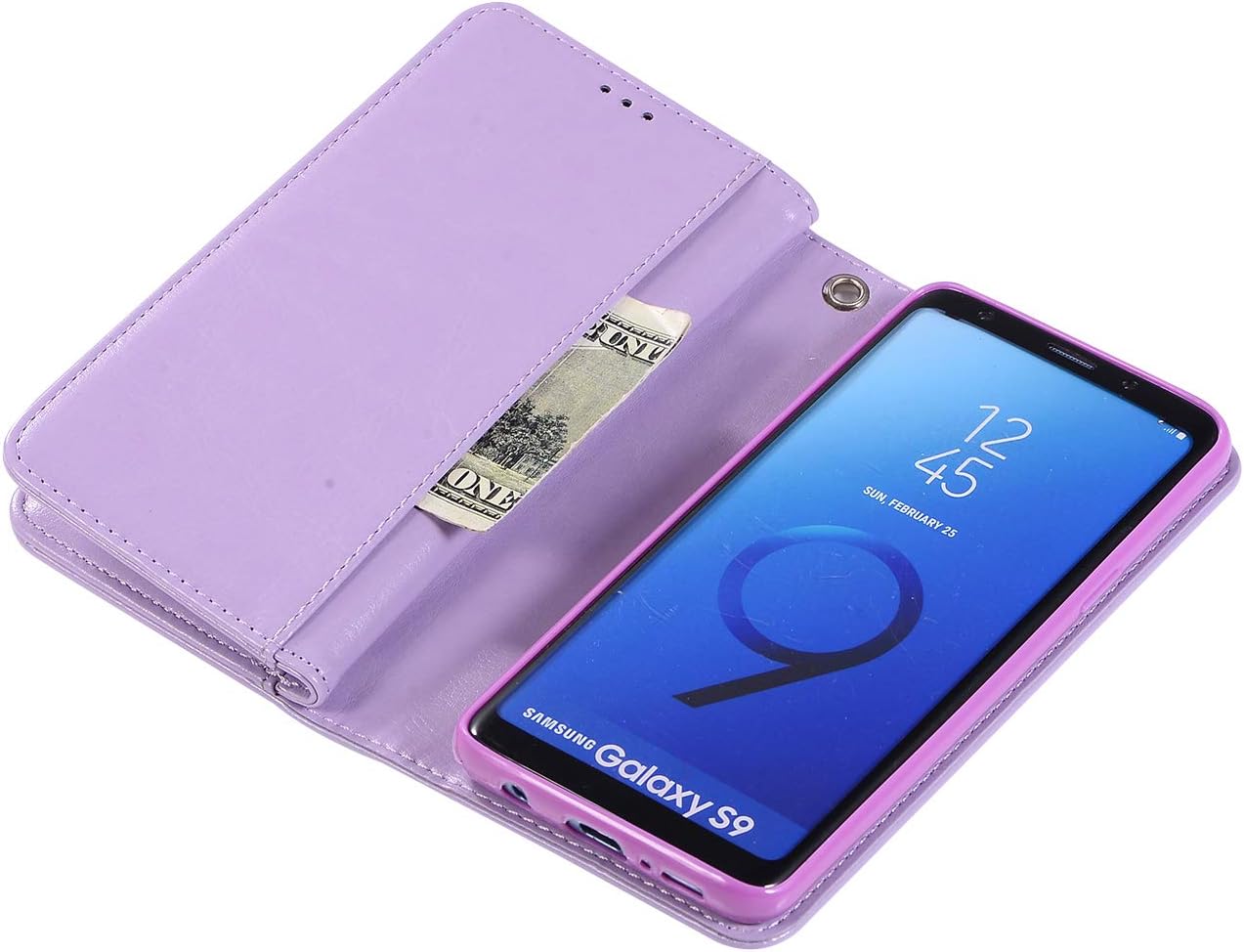 EYZUTAK Wallets Case for Samsung Galaxy S10 Plus, PU Leather TPU Flip Cover Zipper Wallet with 9 Card Slots Stand Function - Purple - Image 5