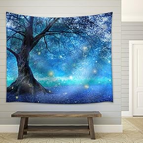Fairy Tree in Mystic Forest - Fabric Wall Tapestry Home Decor - 51x60 inches