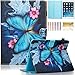 iPad Air Case, Dteck(TM) Fashion Art Prints Leather Flip Stand Smart Cover with Auto Wake/Sleep Feature Magnetic Snap for iPad Air/5th 9.7 inch 2013 Model, Blue Butterfly & Pink Flower