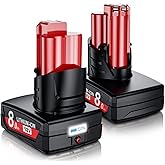 Bonacell Upgraded 2 Packs 8000mAh Replacement for Milwaukee M12 Battery, Compatible with Milwaukee 12V Battery 48-11-2411 48-11-2402 48-11-2440 48-11-2411 Cordless Tools