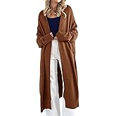 Danedvi Womens Long Cardigan Sweaters 2025 Fall Chunky Knit Oversized Slouchy Open Front Warm Coats with Pockets