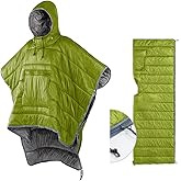 Camp Poncho Sleeping Bag Wearable Hooded Blanket - Envelope Lightweight Thermal Cloak Cape Windproof with Premium Stuff Compression Sack for Backpacking Hiking Hunting Fishing Outdoor Sport
