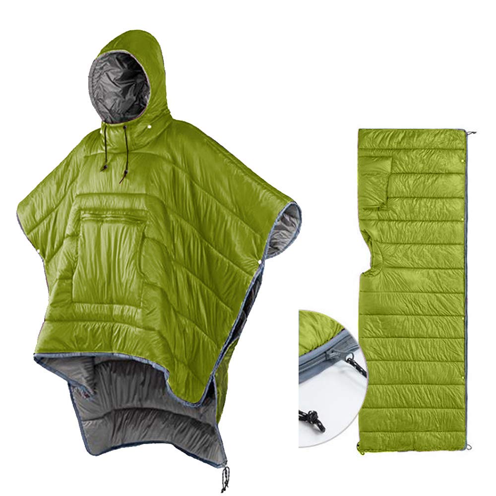 Photo 1 of Thermal Poncho Wearable Hooded Blanket - Envelope Lightweight Camp Sleeping Bag Cloak Cape Windproof with Premium Stuff Compression Sack for Backpacking Hiking Hunting Fishing Military Outdoor Sport