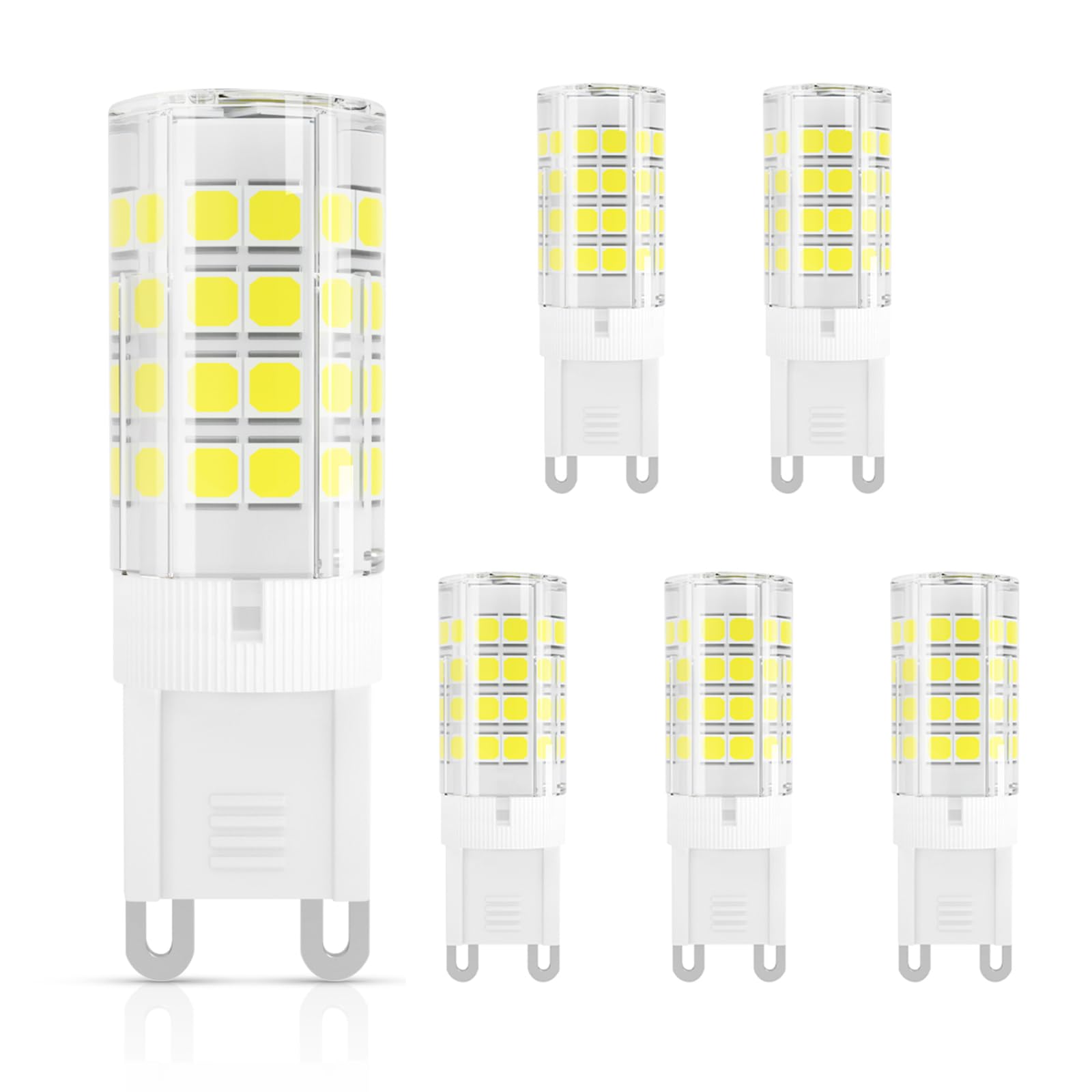 DiCUNO G9 LED Light Bulbs 3W, 380LM, 40W Halogen Equivalent, Cool White 6000K, 100-240V, CRI 82, Not Dimmable, Energy Saving Capsule Light Bulbs, 6-Pack