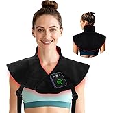 Red Light Therapy Neck Wrap, Rechargeable Infrared Light Therapy Pad with Massage and Timer, Wearable 660nm & 850nm Light Wrap for Home Use