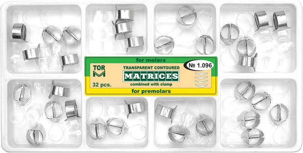 Dental Kit of Transparent Contoured Matrix Matrices with Clamp 32 pcs