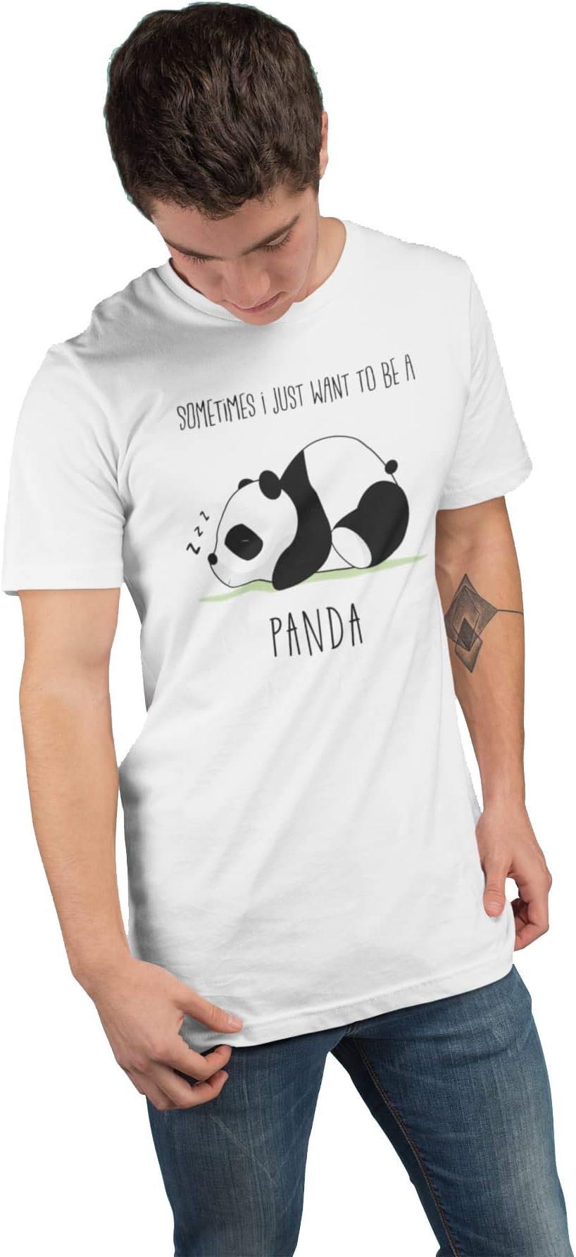 Sometime I just Want to be Panda Men's Cotton Round-Neck White T-Shirt