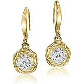 Sterling Silver Cubic Zirconia Love Knot Dangle Earrings