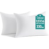 Oubonun 12 x 16 Throw Pillow Inserts | Soft, Plush &amp; Decorative Down Alternative Pillows for Couch Sofa Bed, Machine Washable - White, Pack of 2