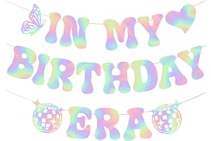 M AMFEOV In My Birthday Era Banner, NO-DIY Glitter Popular Birthday Decorations Banner, Its A Girl Garland for Birthday Party Decorations, Per-strung Hot Laser Girls Birthday Banner