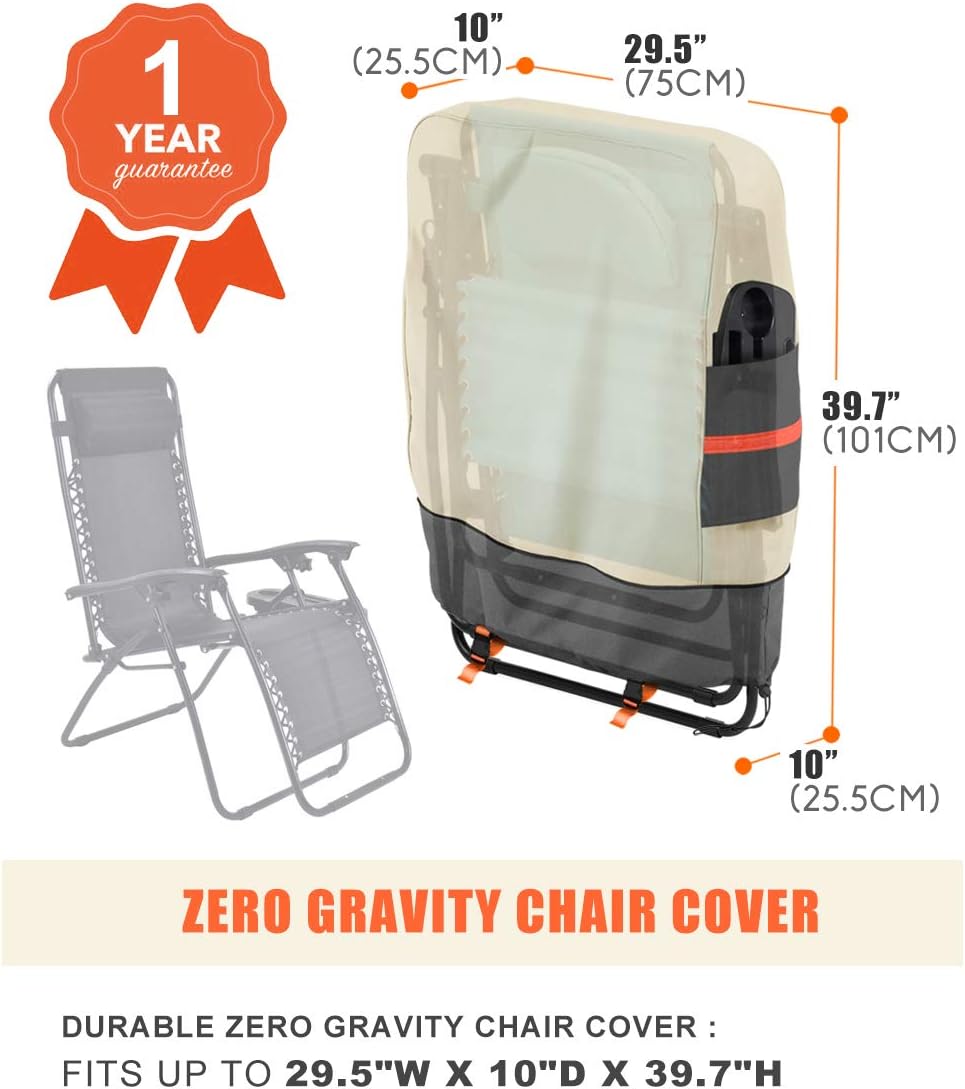 SOKINGCOVER Zero-Gravity Chair Cover-Outdoor Folding Chair Cover, Made of  Durable 600D Oxford Fabric (Size: 29x39x10in) 1pcs
