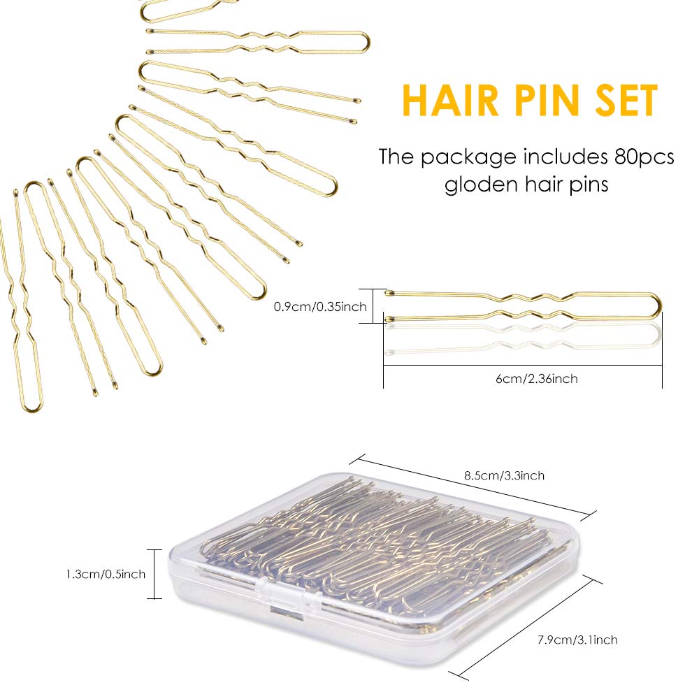 U Shaped Hair Pins, MORGLES Bun Hair Pins for Blonde with Box, 80-Count (Golden 2.4 inch) : Beauty