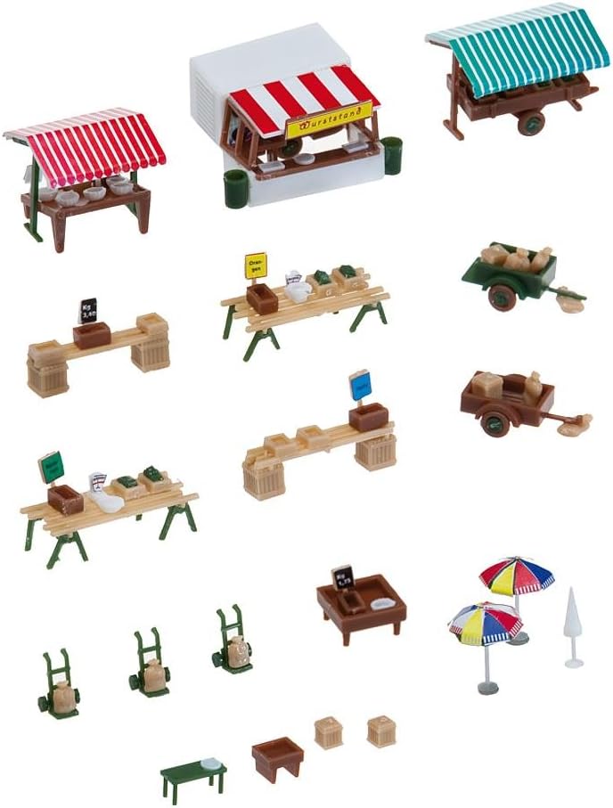 272533 Market Stands and carts N Scale Scenery and Accessories