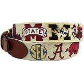SEC Needlepoint Belt in Stone by Smathers & Branson