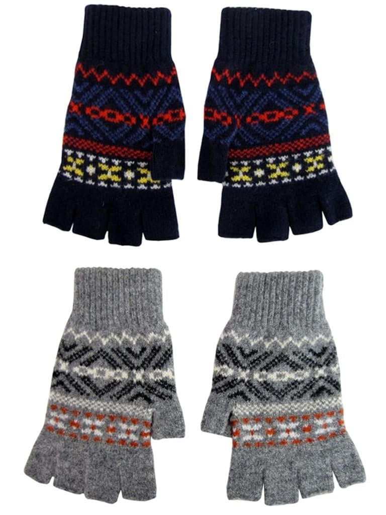 Mens Ben Sherman Fingerless Gloves Made In Scotland Fair Isle Wool Amazon.co.uk Clothing