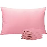 NTBAY Queen Pillowcase Set - 4 Pack Brushed Microfiber 20x30 Pillowcases - Soft, Wrinkle-Free, Fade-Resistant, Stain-Resistant, Pink Pillowcases with Envelope Closure - 20x30 Inches, Pink