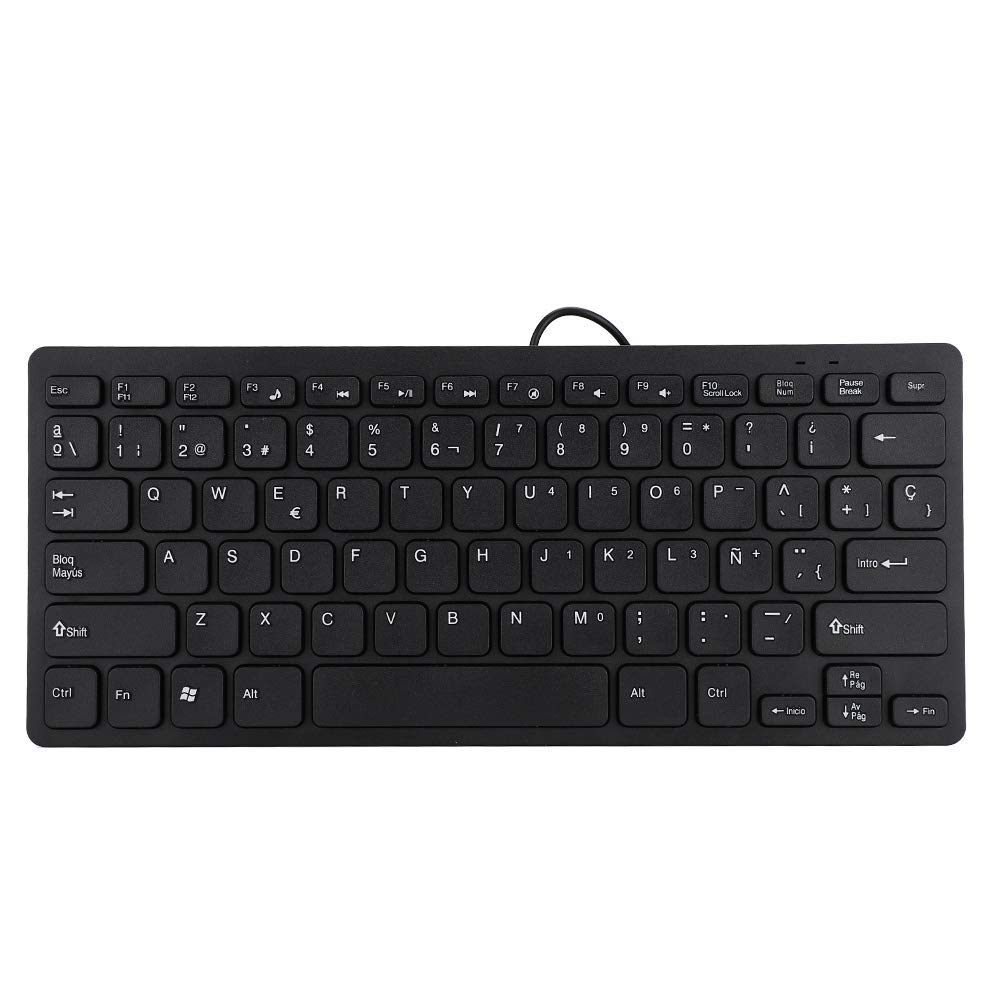 Wired Mini Keyboard 78 Keys Spanish Business Keyboard Ultra-Thin Portable USB Interface Silent Keyboard for Desktop Computer