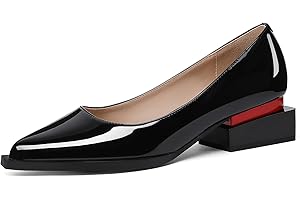 LingxiaUne Shoes for Women Fashion Forward Elegant Dressy Womens Pumps and Loafers with Low Chunky Heel and Sleek Pointed Toe Design Fashion Forward