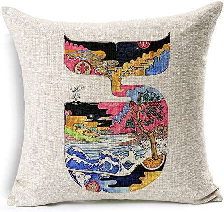 Custom Cotton Linen Leaning Cushion Covers Pillowslip 17.7" x 17.7" Square Throw Pillow Case ,Animal totem pattern - Whale