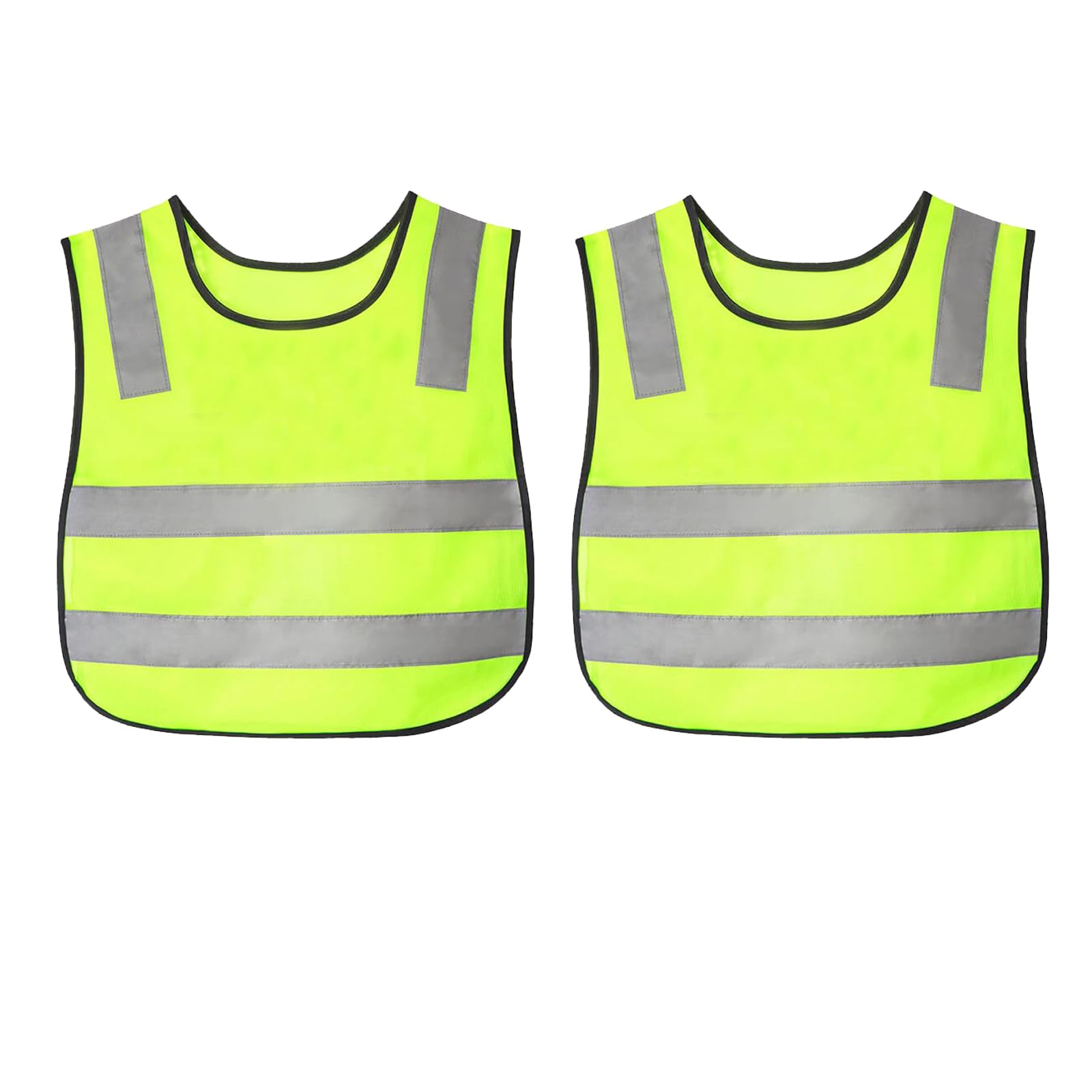 2 Pcs Hi Vis Vests for Kids, Yellow High Vis Jackets High Visibility Reflective Safety Vest for Kids Girls Boys Outdoor