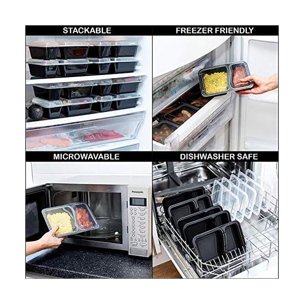 [10 Pack] 1 Compartment BPA Free Reusable Meal Prep Containers - Plastic Food Storage Trays with Airtight Lids…