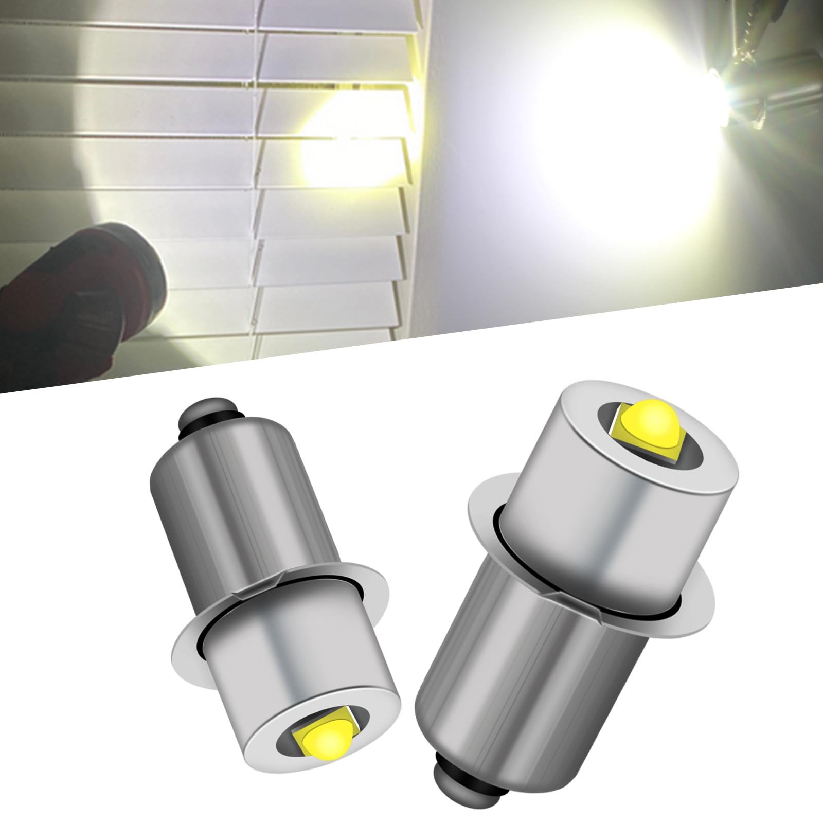 Photo 1 of Qasim P13.5S LED Flashlight Bulb 3-12V White PR2 PR3 Led Conversion Replacement Bulbs Torch Lantern Work Flashlight 3W 3V 3.8V 4.5V 6V 9V 12V for 2-8C&D LED Bulbs,2Pack