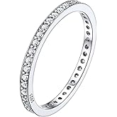 ChicSilver Personalized 2MM 925 Sterling Silver CZ Cubic Zirconia Stackable Ring Eternity Wedding Engagement Band for Women Size 4-12, Silver/Rose Gold Plated