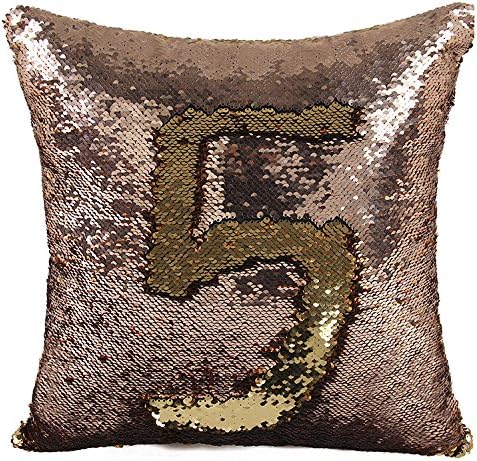 Elita Décor Mermaid Pillow Case, Magic Glitter Reversible Sequin Pillow Cover Throw Cushion Case 16"X16" (Vintage Rust)