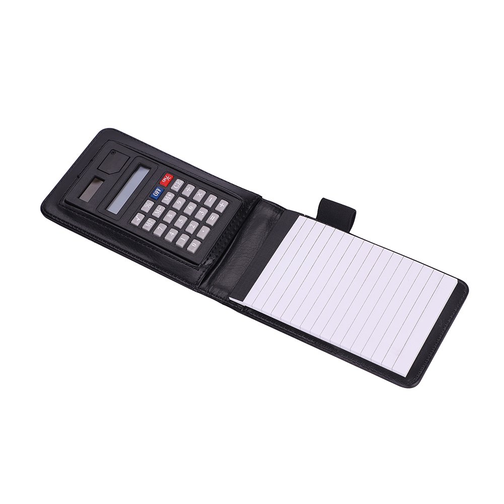 A7 NotePad PU Leather Notebook with Calculator,Handy Jotter Pocket Planner Lined Diary Writing Pad Small Shopping Memo Book for Office Conference Briefcase Business Home and Travel,30 sheets