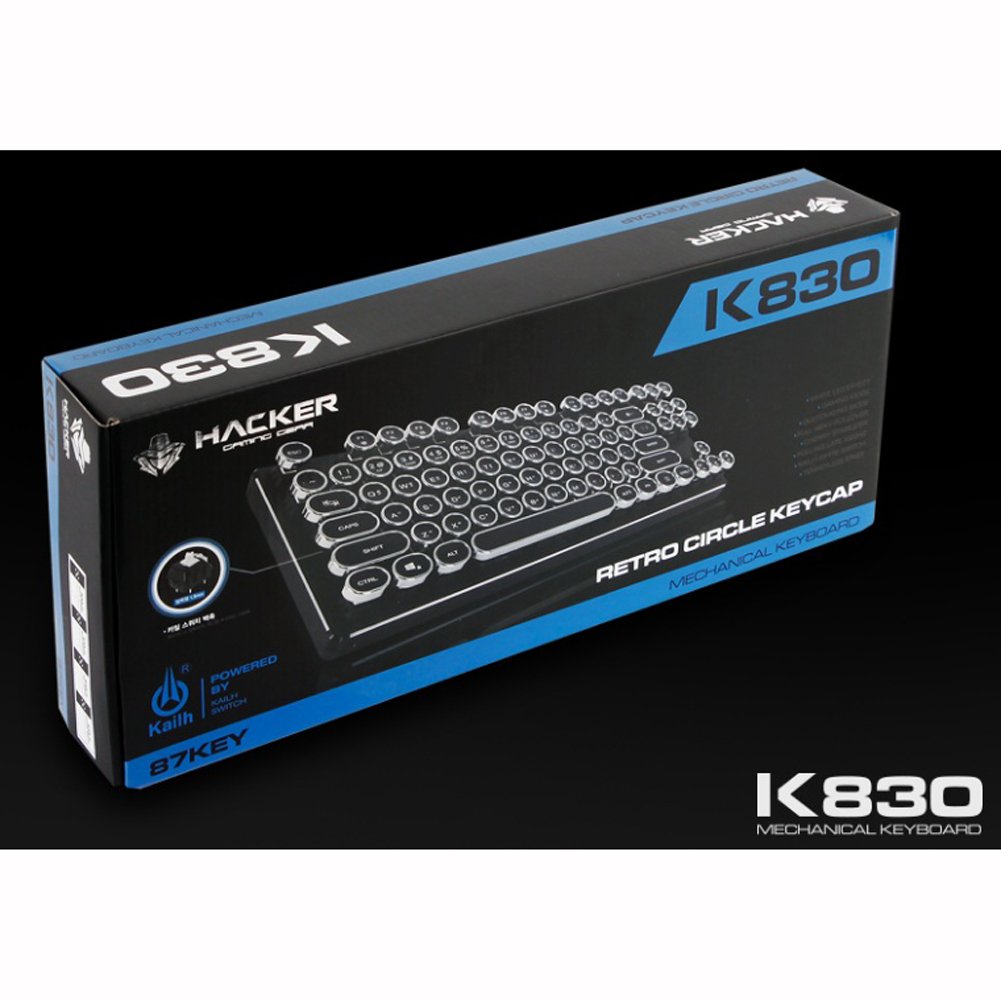(ABKO) K830 アルミニウム レトロ サークル キーキャップ ホワイト LED 10キーレス メカニカル キーボード ゲーム キーボード 英語 韓国 レイアウト 104キー