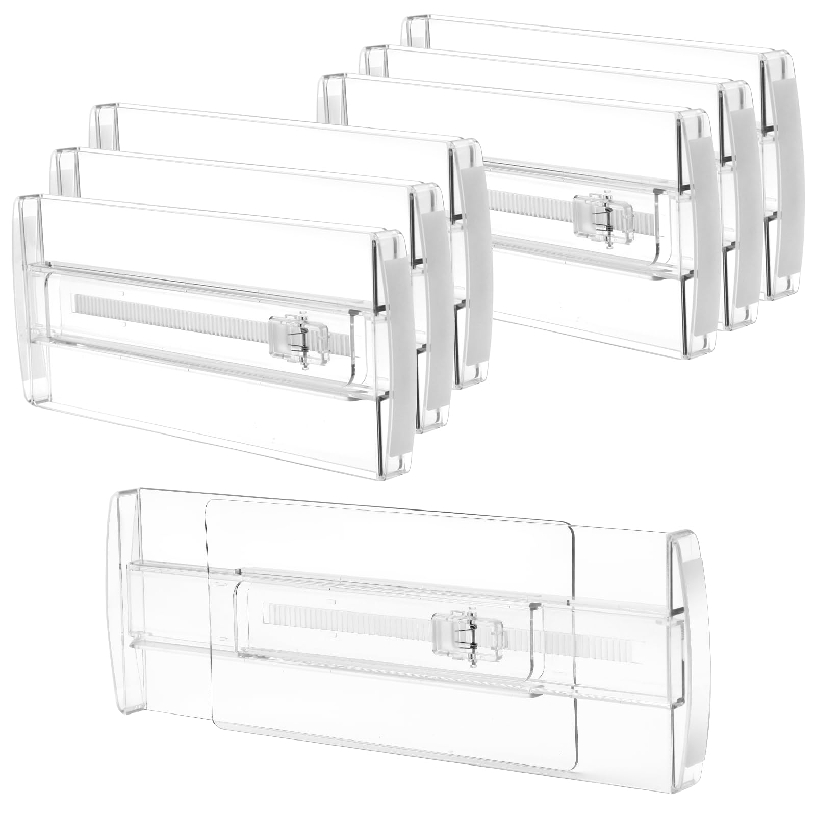 Photo 1 of 6 Pack Drawer Dividers for Clothes, 4" High 10"-17" Adjustable Drawer Dividers Expandable Dresser Drawer Organizer, Clear Drawer Separators for Clothes, Underwear, Cosmetic, Kitchen Utensils Storage