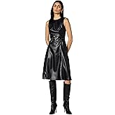 Halston Womens Sleeveless Scoop Neck a Line Midi Dress
