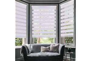 LUCKUP Horizontal Window Shade Blind Zebra Dual Roller Blinds Day and Night Blinds Curtains，Easy to Install 31.5" x 59" (2 Pack), White …