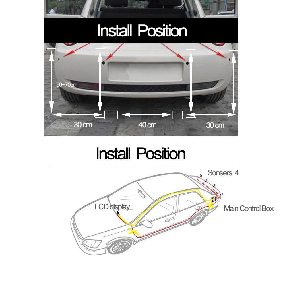 Big Hippo Car Reverse Sensor Kit With 4 Sensors Rear Car Parking Sensor Black