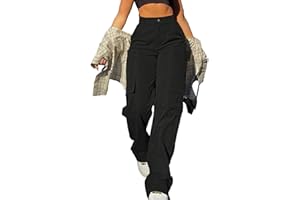 SDNGED Cargo Pants for Women High Waisted Casual Pants Work Pants Baggy Stretchy Wide Leg Y2K Streetwear with Pockets