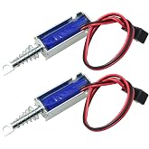 MEETOOT 2Pcs SM0537 DC12V-2A 5N Push Pull Type Open Frame Solenoid Electromagnet, 10mm