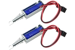 MEETOOT 2Pcs SM0537 DC12V-2A 5N Push Pull Type Open Frame Solenoid Electromagnet, 10mm