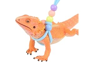 PRANOVO Adjustable Reptile Training Lead Harness Leash Nylon Rope for Lizard Crested Gecko Chameleon Guinea Pig Ferrets Hamster Rats (Fluorescence)
