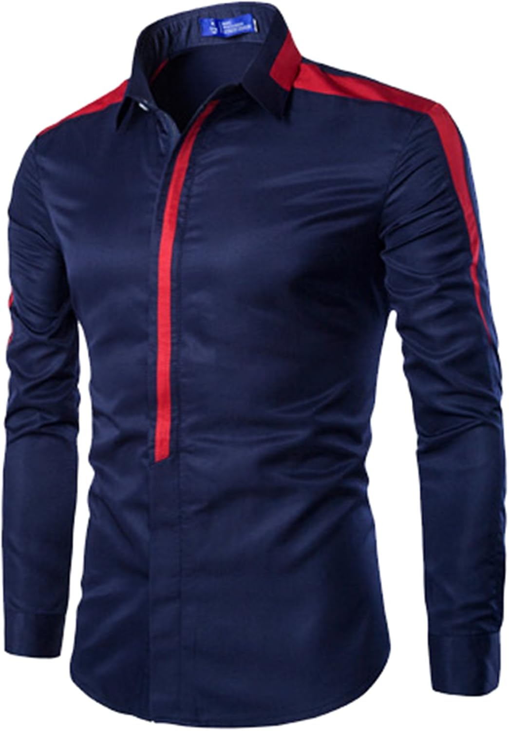 DD.UP Homme Manche Longue Chemise Fermeture éclair Elegant Slim Fit