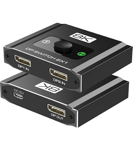 Commutateur DisplayPort 8K IOGEAR - 2 Entrées 1 Sortie - 8K@60Hz, 4K@120Hz - Pour PC, Projecteurs, Moniteurs - 10