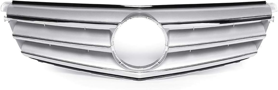 EXCLVEA Sport Style Car Front Grilles Car Front Upper Grille Grill for Mercedes Benz C Class W204 C180 C200 C300 C350 2008-2014 Chrome Silver (Color : Chrome Silver, Size : M)