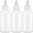 BRIGHTFROM Condiment Squeeze Bottles - 4 OZ Squirt Empty Bottles, Twist Top Cap, Leak Proof - Great for Ketchup, Mustard, Syrup, Sauces, Dressing, Oil, Arts and Crafts, BPA-FREE Plastic - 3 PACK