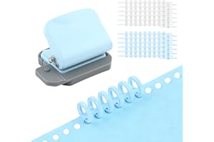 Mini 6 Hole Puncher Spiral Binding Machine Creative Book Binder Machine for Planner Punches Holes on B5,A4,A5 Paper(Color:Blu