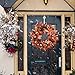 Valdler 22 Inch LED Winter Front Door Decorative Wreath with Maple Leaf,Pumpkin, Pinecone,Red Berries Garland