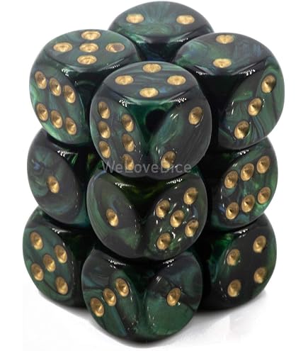 Chessex Gemini Dadi D6 16mm – Verde & Giallo / Argento (CHX 26654) - Foto 2