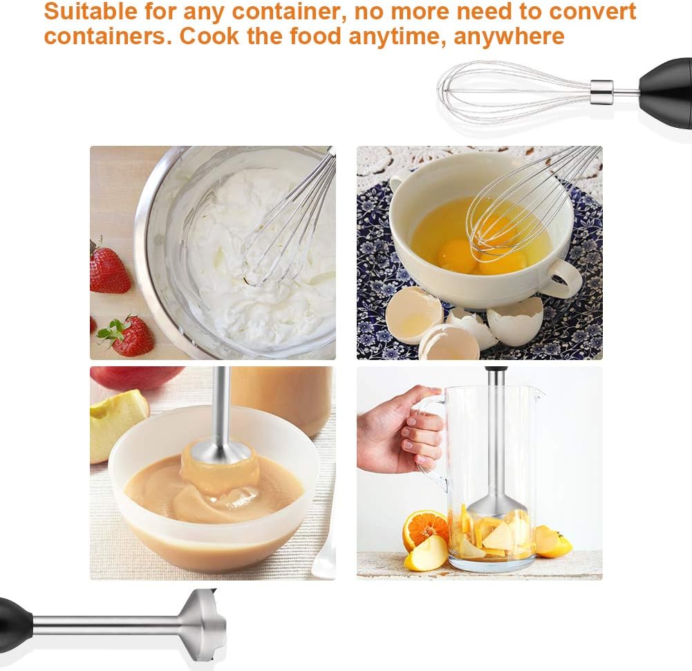 YISSVIC Hand Blender 1000W 700ml Immersion Blender 9 Speed Control, 4 In-1 Powerful Stick Blender, Chopper, Whisk, BPA-Free, 500ml Food Grinder for Sauces Smoothie Puree Infant Food: Kitchen & Dining