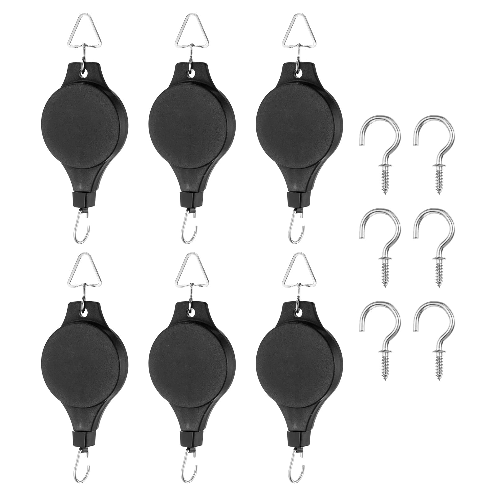 PATIKIL Plant Hanger, 12 Pcs Pulley Retractable Hanging with Ceiling Hook Indoor and Outdoor Plant Pots Holder, for Planters, Flower Basket, Wind Chimes, Bird Feeders, Black