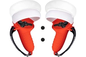 HCHRVR for Meta Quest 2 Controller Grips Accessories, Anti-Throw Silicone Grip Cover Protector with Knuckle Straps 。Anti-Bumping Silicone Halo Cover with Protection. (Red)