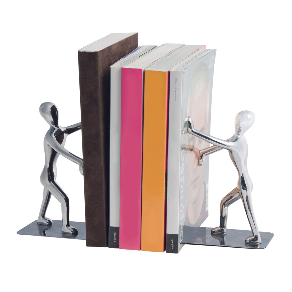 Balvi Bookend Shadow Chrome Plated colour Set of 2 bookends Zinc