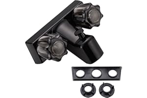 HANSENGROE RV Tub & Shower Diverter Faucet w/Smoked Acrylic Knobs, 4 Inch Shower Valve Diverter Assembly Kit - Black